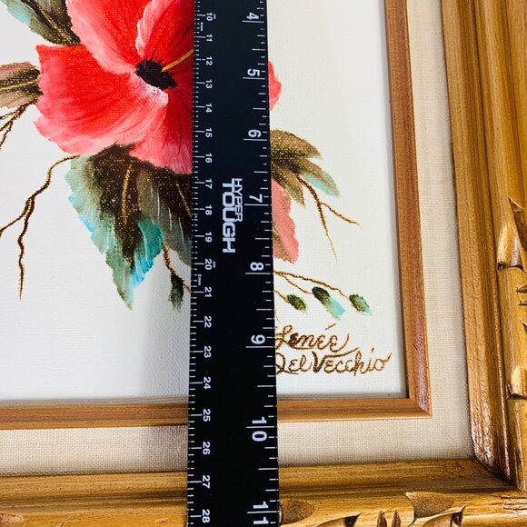 Hollywood Regency Original Floral Oil Painting Ornate Golden Wood Frame Signed - Picture 8 of 10